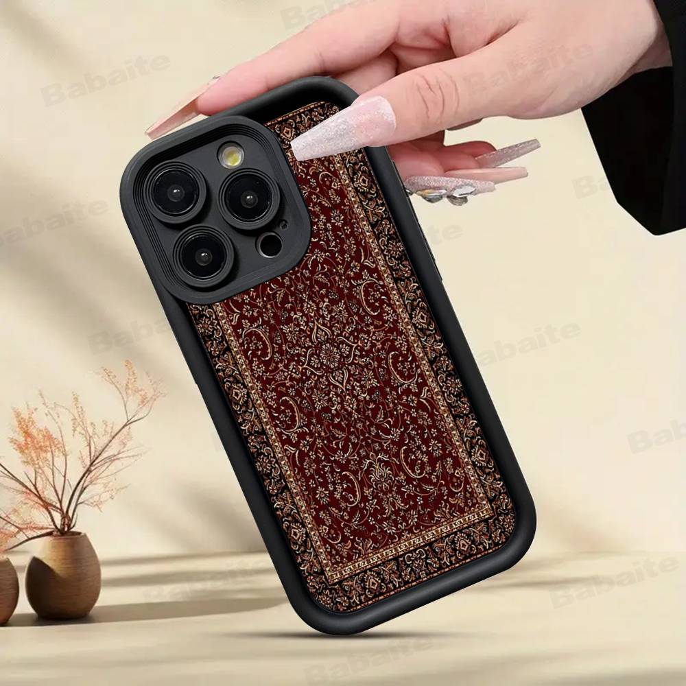Persian Carpet Floral Art Phone Case For IPhone 17 16 15 14 Plus 13 12 11 Pro Max Air Soft Silicone Cover