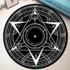 Motivo Sole Pentagramma, Schema Pentacolo, Carta Stellare, Stampa d'Arte Orientale Misteriosa, Tappeto con Rune Soprannaturali Bianco e Nero