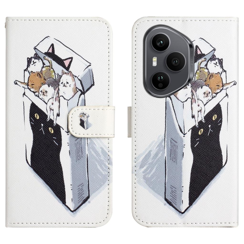 Dla Honor 400 Pro 5G (Światowy) Etui Wzór Nadruk Skóra PU Portfel Pokrowiec na Telefon Tekstura Krzyżowa