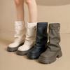 Vintage British Martin Boots Women's Skirt Versatile Casual Thick-soled Pile Boots Women's Season