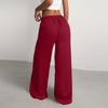 Women's High Waist Adjustable Knot Flowy Cotton And Linen Trousers Wide Leg Pants