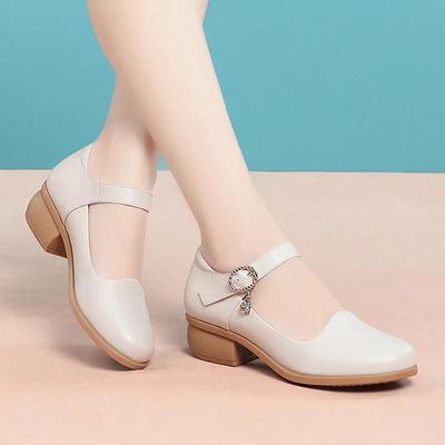 3cm Taglie Forti 35-42 Traspiranti Bocca Bassa Pelle Morbida Mary Janes 2025 Tacchi Blocchi Scarpe Piattaforma Scarpe Singole Ufficio Mamma