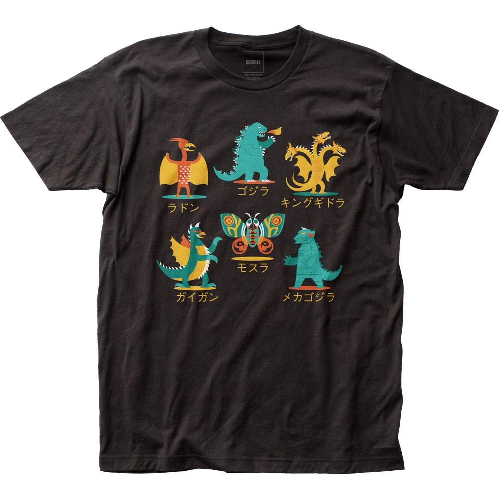 Godzilla Godzilla & Friends Mens T Shirt Classic Monster Movie Tee New Black XXL