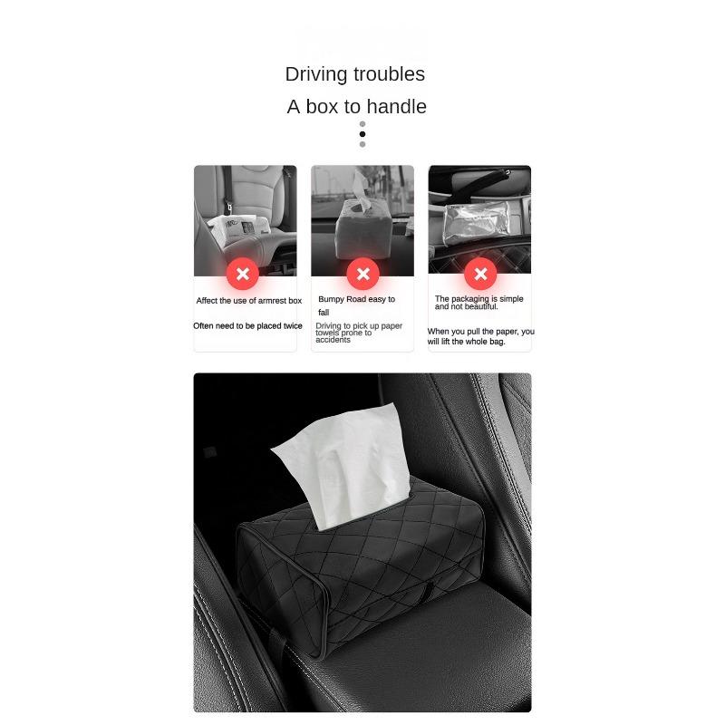 Car Tissue Box Buggy Bag Car Armrest Box Tissue Bag Hanging On Chair Back Tissue Bag DIY Diamond Grid Paper Extraction Box