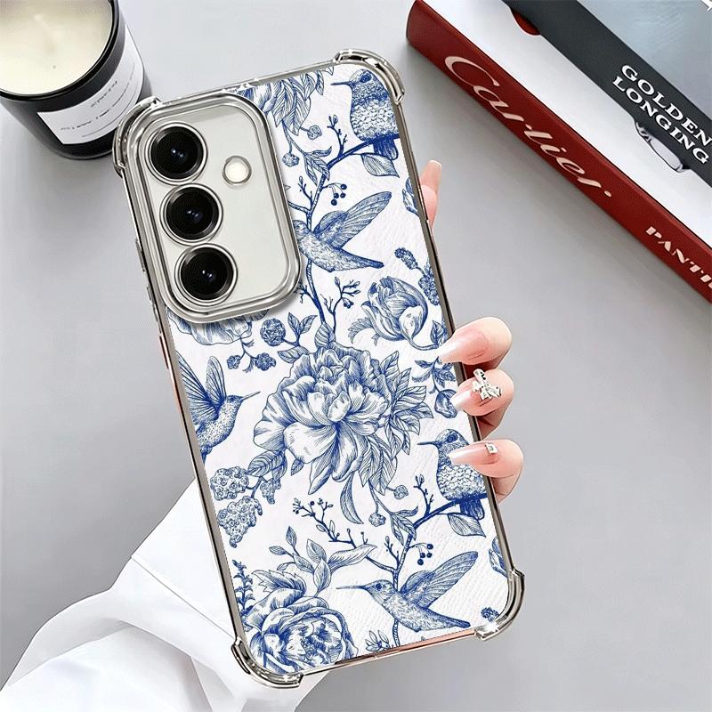 

Blue And White Porcelain Pattern Plating Phone Case For Samsung A17 A07 A37 A57 A16 A56 A15 A55 A14 A54 A13 A53 A26 A36 A25 A35 Samsung A56