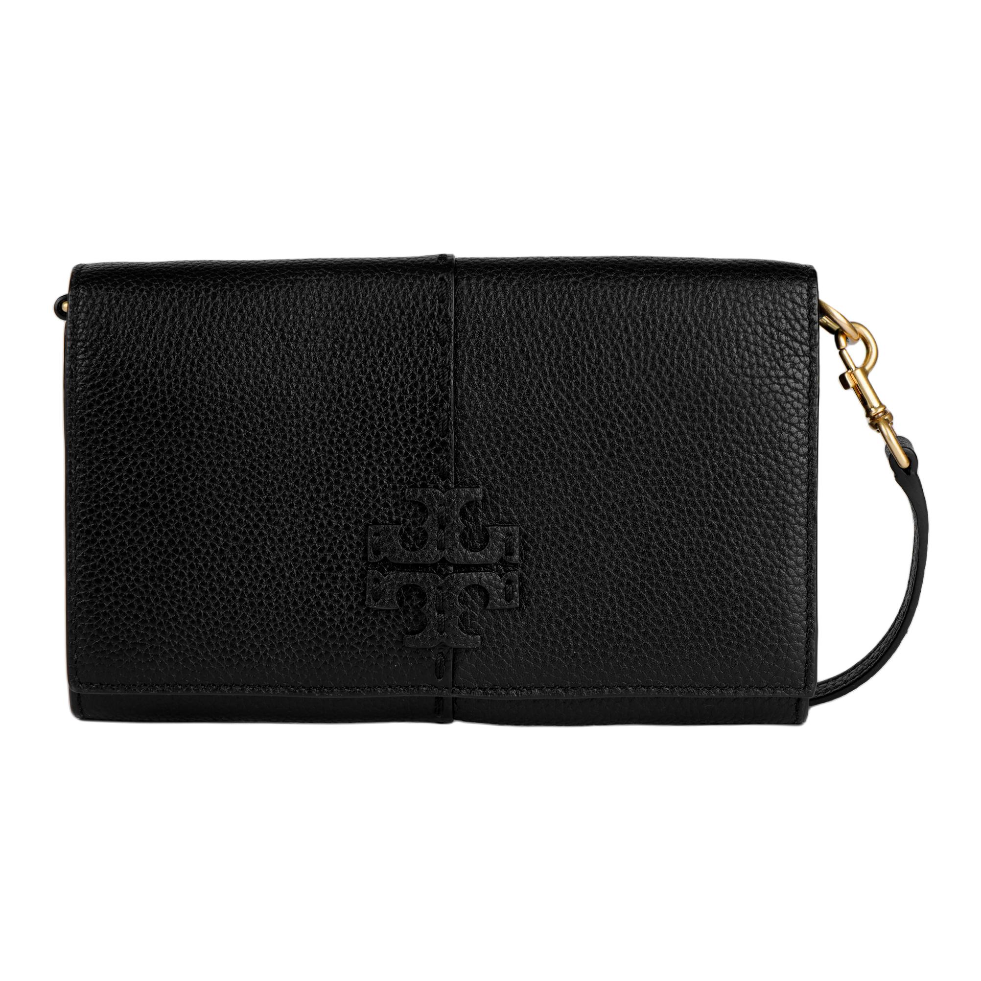 

Tory Burch Mcgraw Flap Leather Clutch Crossbody Shoulder Bag Women bags Black 64502-001 Basic Set (Bag+Dust Bag)