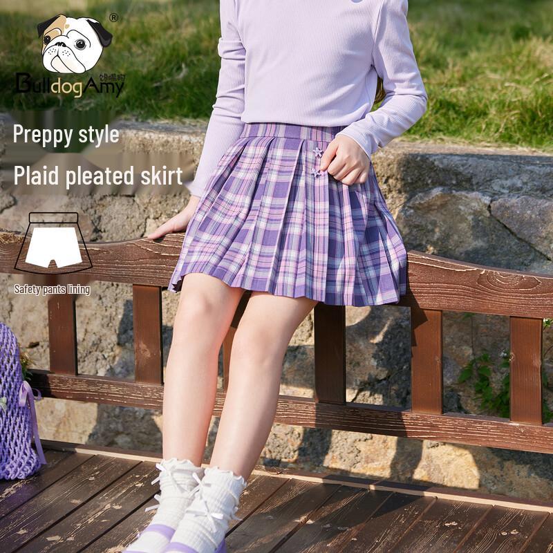 CHANZUIGOU Girls  Academy Style Purple Pleated Skirt 160 cm