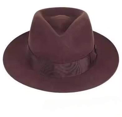

XL Large Size 61cm Man 100% Wool Fedoras British Retro Wide Brim Gentleman Wool Felt Hats Big Head High Quality Jazz Hat Unisex XL 60-61cm кавовий