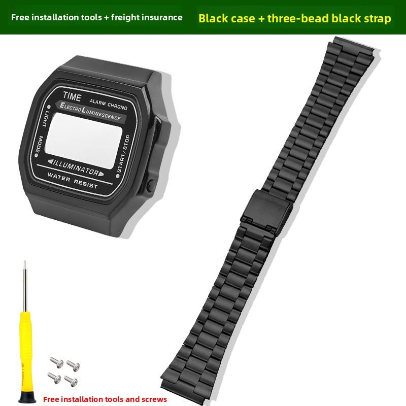 A168 Stainless Steel Case For Casio Electronic Watch A168W A168WA-1 Modified Metal Bezel Watch Case+Strap Suit watchband+Tools