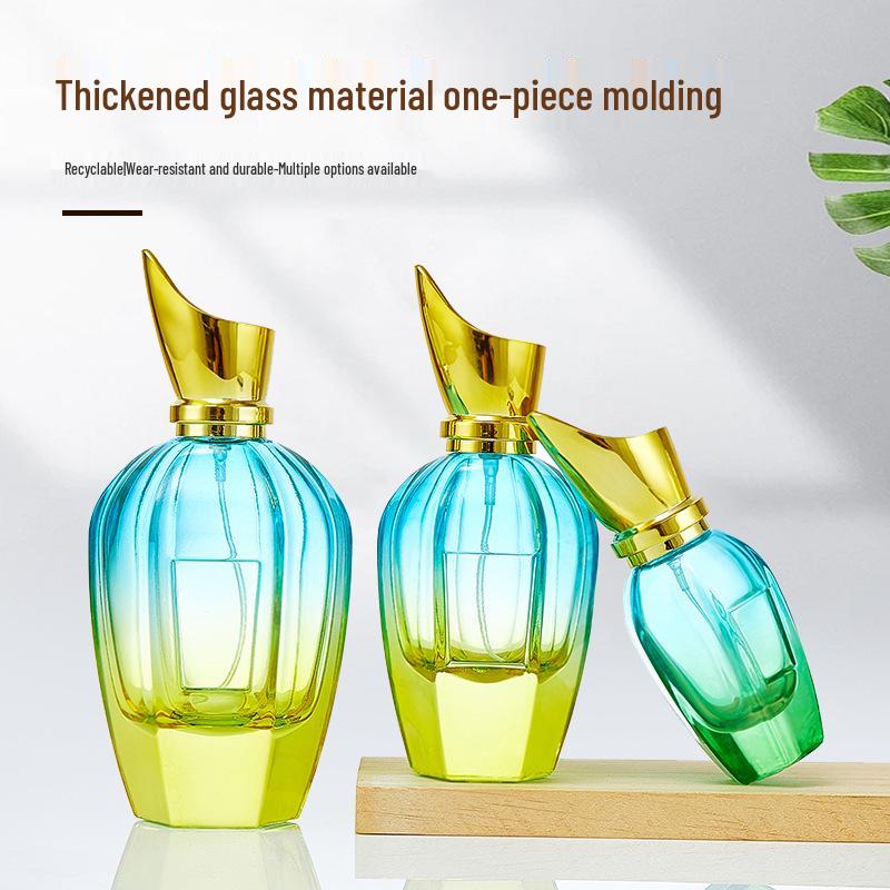 Gradient Glass Perfume Atomizer Bottle with Thick Base - Multi-Specification Press-Type Makeup Spray Bottle