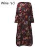Women Vintage Casual Floral Printed Loose Dress Kaftan Long Maxi Shirt With Timeless Design