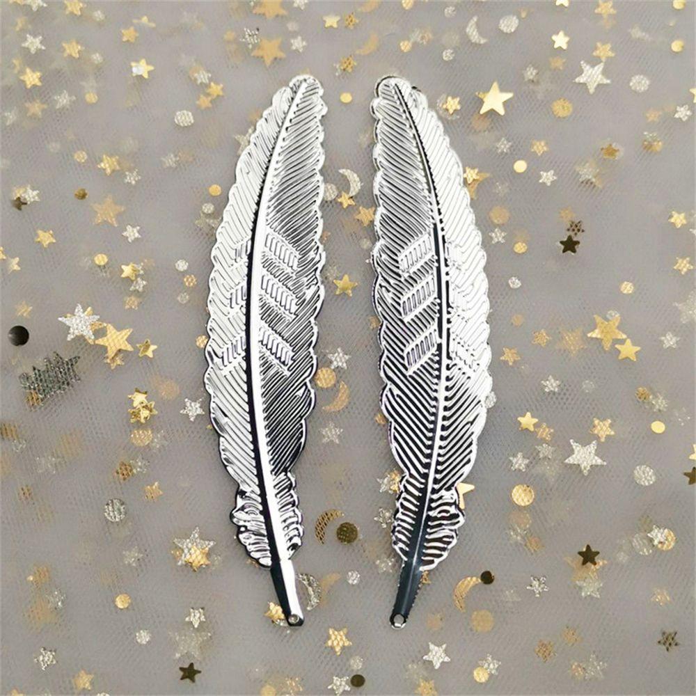 

1pc Handmade Gold Silver Plated Page markers Metal Feather Students Stationery Book darts Bookmark срібний