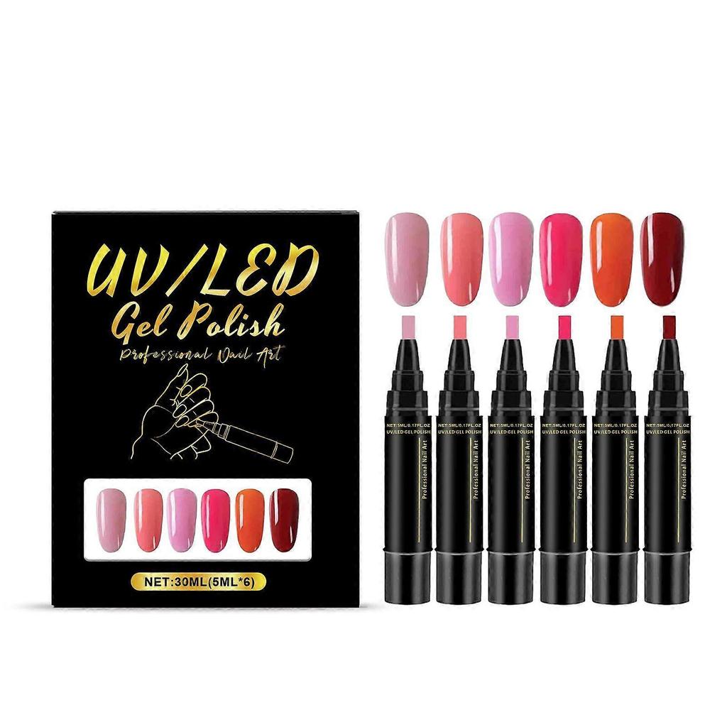 Amz Nail Gel Pen Set Series - Home Nail Art Multi-Color Nail Polish Pens, Fashionable Mixed Colors, Convenient To Apply Less