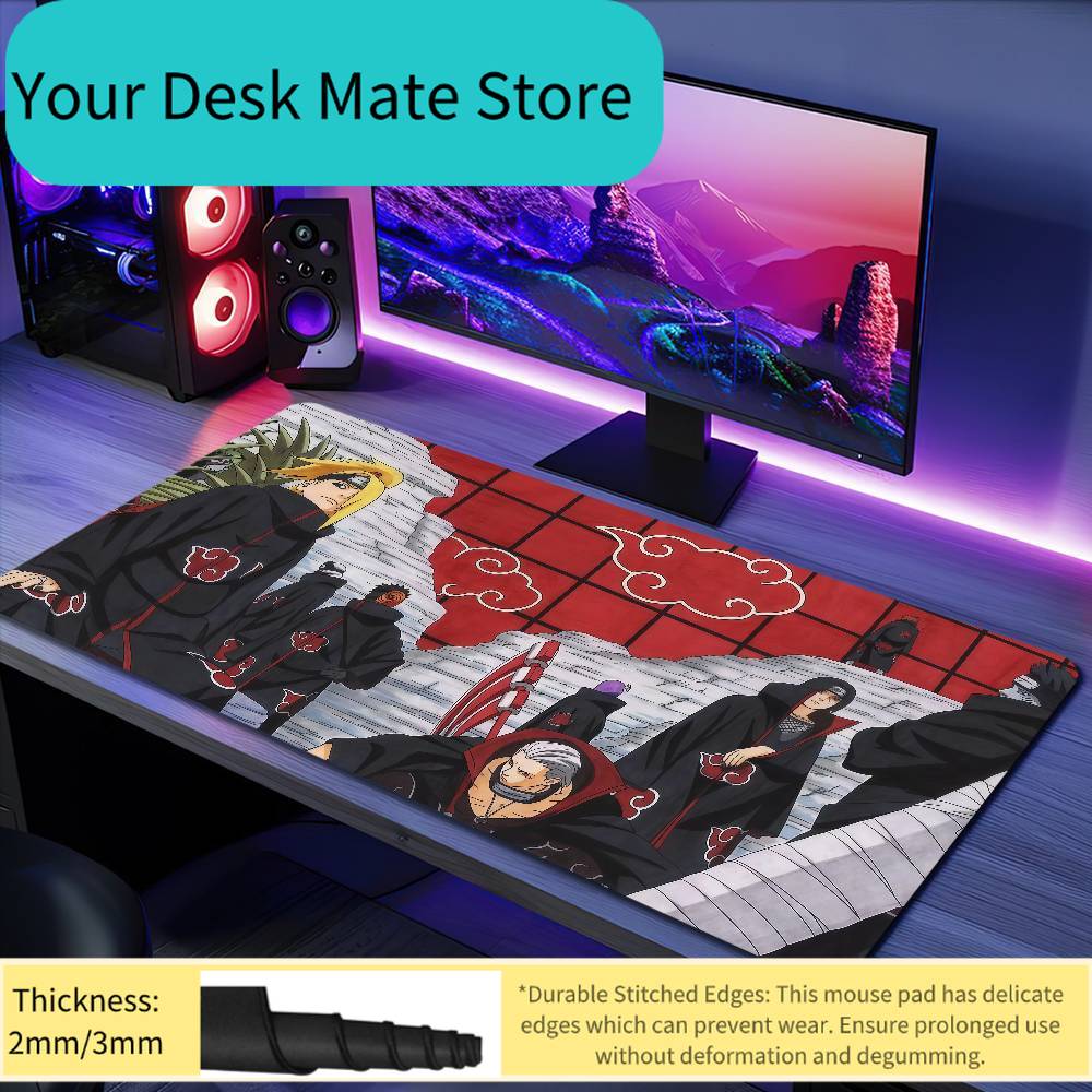 Anime NARUTO Akatsuki Mousepad Large Desk Mat Keyboard Ergonomic Office Rubber PC Non-slip Anti-fray Home Custom Game