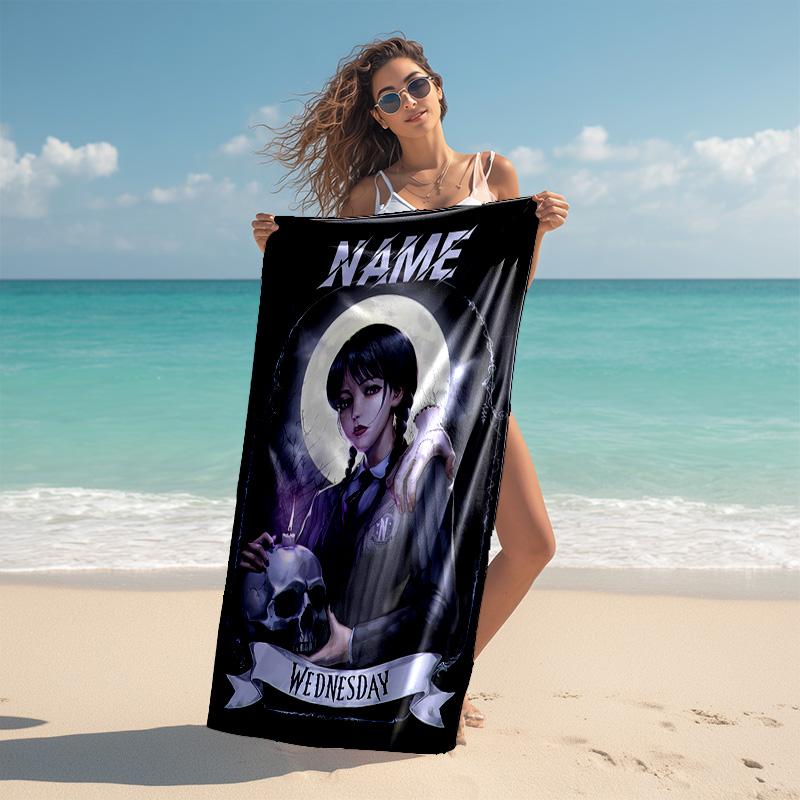 Personalized Customized Proof Beach Towel with Wednesday Addams Pattern - Soft, Absorbent,quick-drying,perfect Swimming,camping&bathing