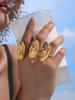 Adjustable Stainless Steel Chunky Rings For Women 18k Gold Plated With Shell Bead Waterproof No Tarnish Women's Large Oval Ring