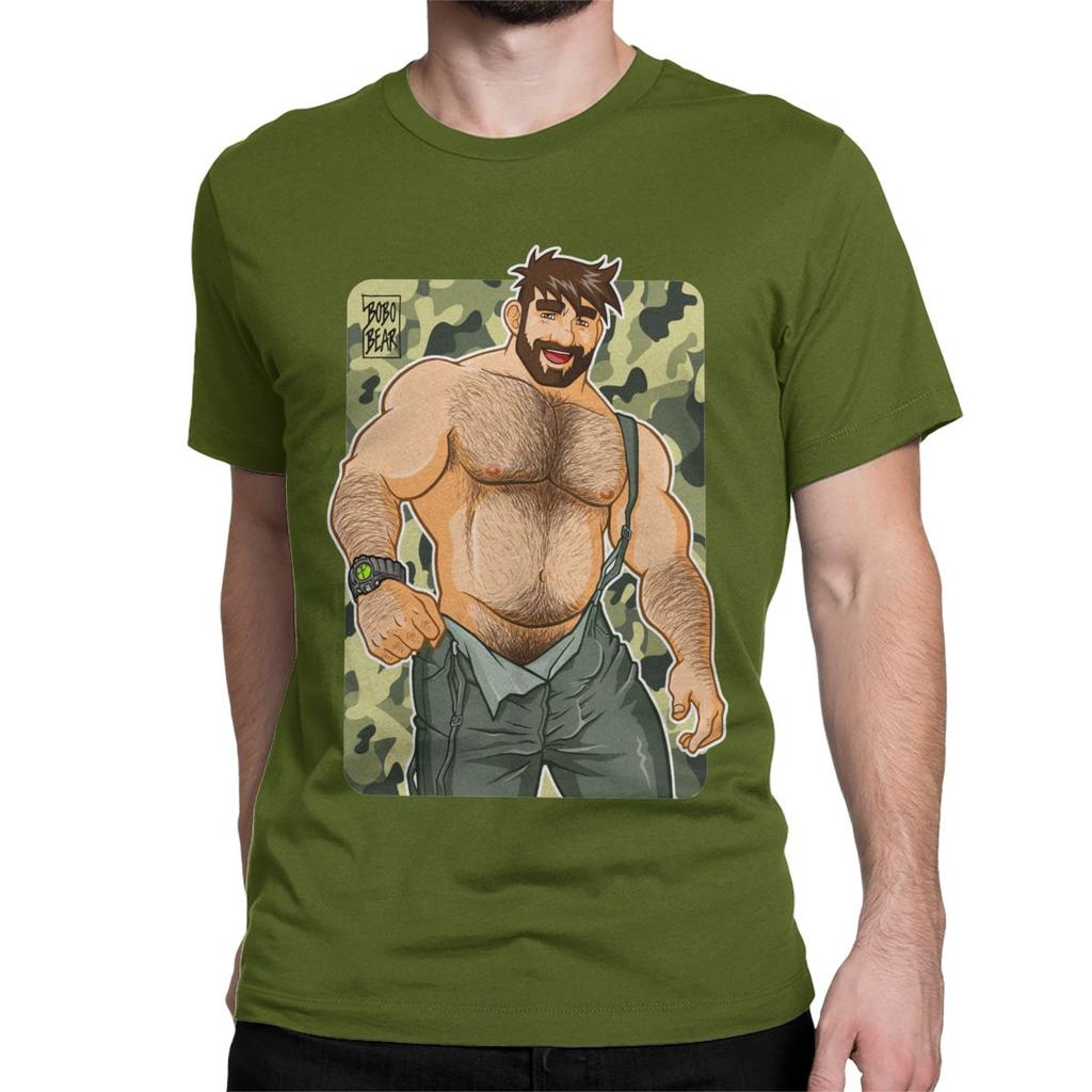 Herren Adam Likes Latzhosen Camouflage Gay Bär T-Shirt Baumwoll-Tops Neuheit Kurzarm Rundhals T-Shirt Grafik-T-Shirts