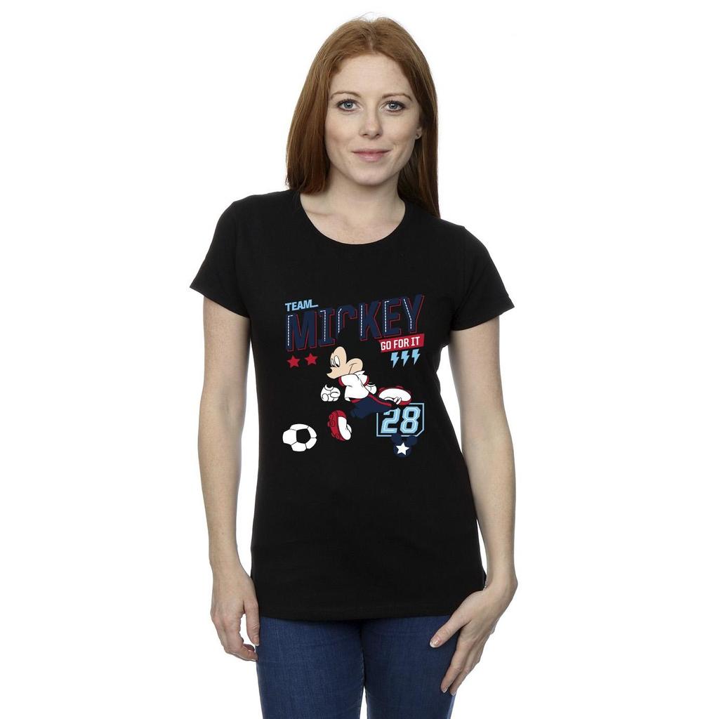 Disney Womens/Ladies Mickey Mouse Team Mickey Football Cotton T-Shirt