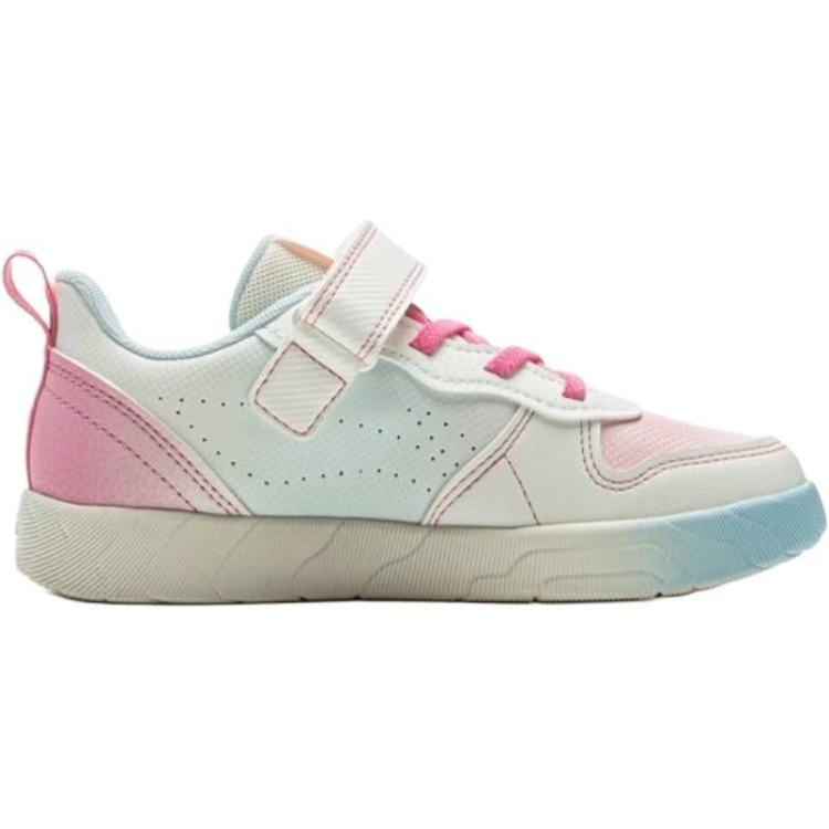 Li Ning Kids Sports Lifestyle Series Soft Comfortable Non-Slip Shock Absorbing Low-Top Casual Shoes Kids sneaker White Pink Blue YKNV012-14