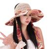 Breathable Beach Straw Hat Exquisite Flower Foldable Flower Sun Hat Large Eaves UV Protection Sun Protection Hat