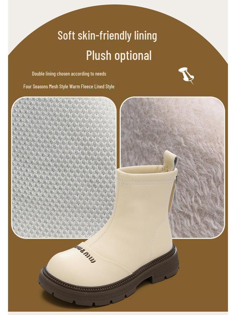 Vattentäta Läder Bomullsstövlar för Flickor - Höst/Vinter 2025 Martin-stil