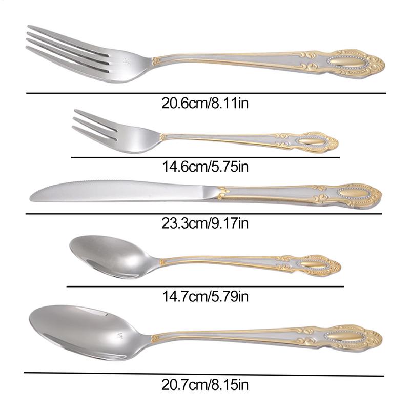 Spoons And Forks Set Reusable Silver Tableware Set Stainless Steel Kitchen Supplies Portable Western Silverware Set For Weddings