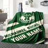 Name Custom Milwaukee Bucks Logo Print Flannel Blanket High Quality Warm Comfortable Cover for All Seasons Perfect for Gifts Home Decor