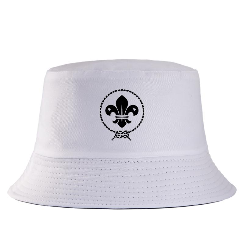 Vintage Fleur De Lis Graphic Bucket Hat World Scout Emblem Print Cotton FisherUnisex Cap Unisex Casual Summer Outdoor Sport Hat