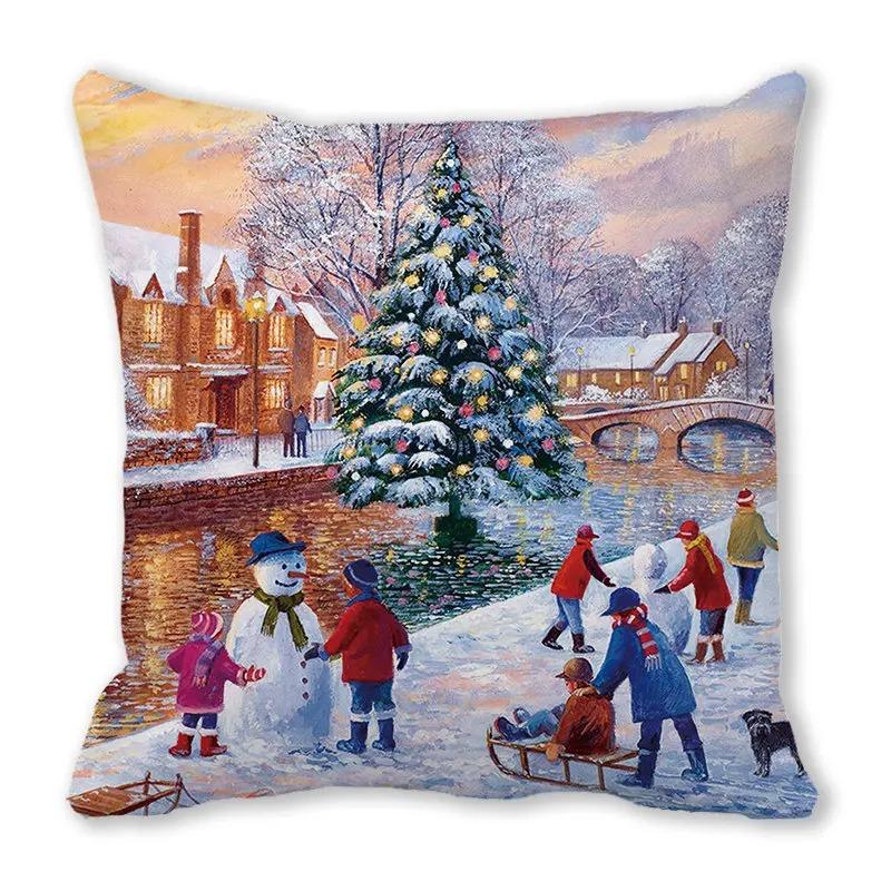 Christmas Themed Pillowcases Car Accessories Office Santa Claus Living Room Sofa Home Pillowcases