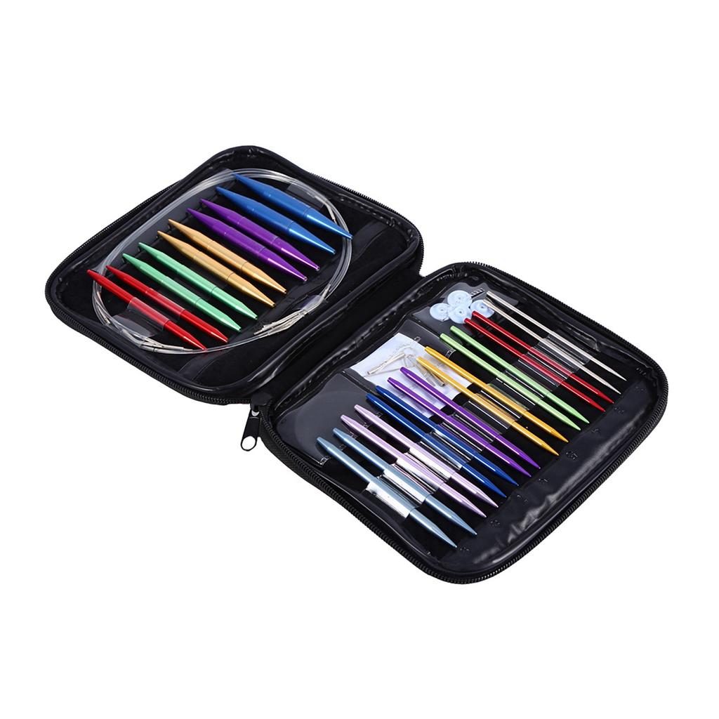 Interchangeabl Needles 1 Set Interchangeable 13 Sizes Circular Knitting Needle Kit 3.0mm‑10mm with Case Flexible Knit Needles