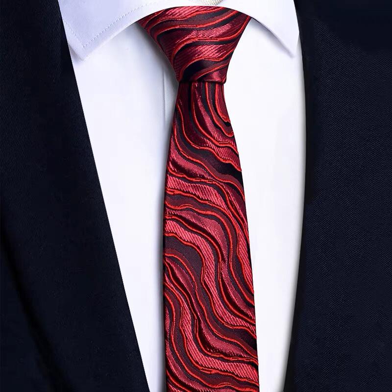 Fashion White 3D Wavy Striped Tie Jacquard Weave Slim 6CM Width Necktie Designer Mens and Women Ties