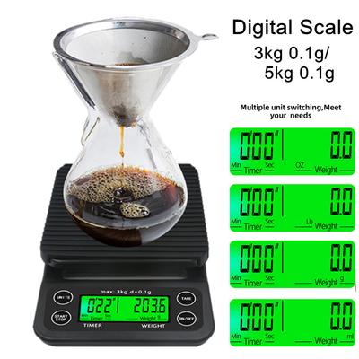 Digital Coffee Scale 3kg/0.1g 5kg/0.1g Kitchen Jewelry Weight Coffee Weighing with Timer High Precision LCD Electronic Scales