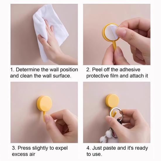 Easy Install Wall Hooks 10PCS Adhesive Hooks, Decorative Multi-colored Plastic Hangers, No Strong for Bags Drilling Required Colorful Storage