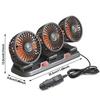 Car Fan 360° Adjustable 3 Head Air Fan Automotive Electric Fan USB/12V/24V Fan 2 Speeds Car Silent Fan For Home Desk Office&Car