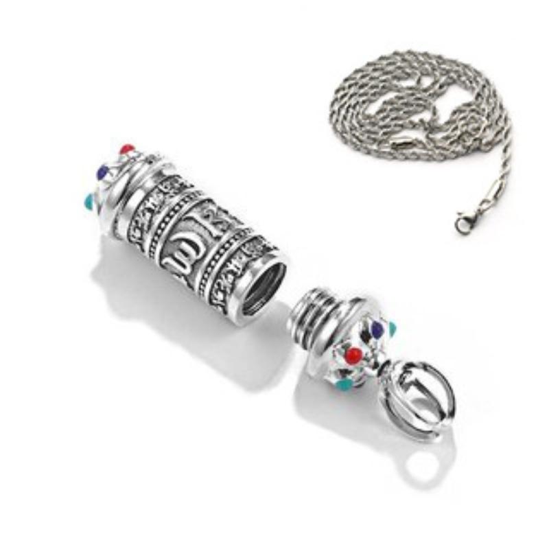 Six Characters Mantra Sterling Silver Pendant Hollow Open Loading Necklace Gawu Box Pendant Pendant Men and Women