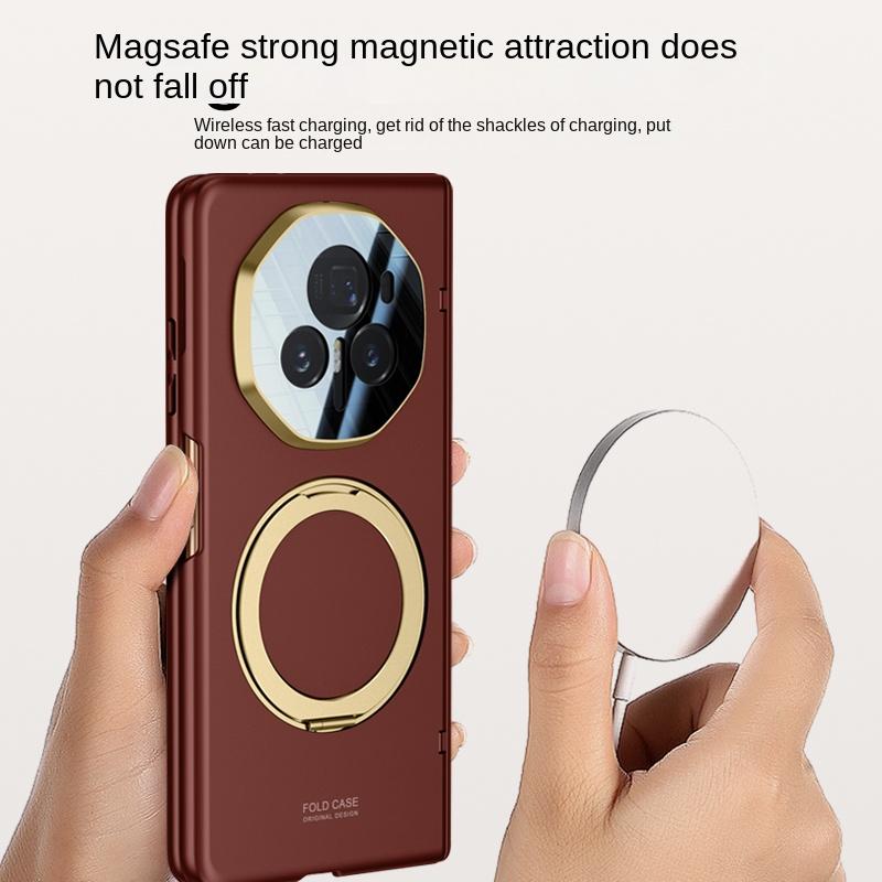 For Honor Magic V3 Case Luxury PU Leather Magsafe Ring Stand Magnetic Protective Back Cover case For Magic V3 Full Cover Shell