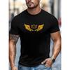 Rozmiary europejskie Męska Koszulka Casual Komfortowa z Krótkim Rękawem i Okrągłym Dekoltem z Nadrukiem Listów ze Skrzydłami Anioła | Idealna na Zewnątrz, Wakacje