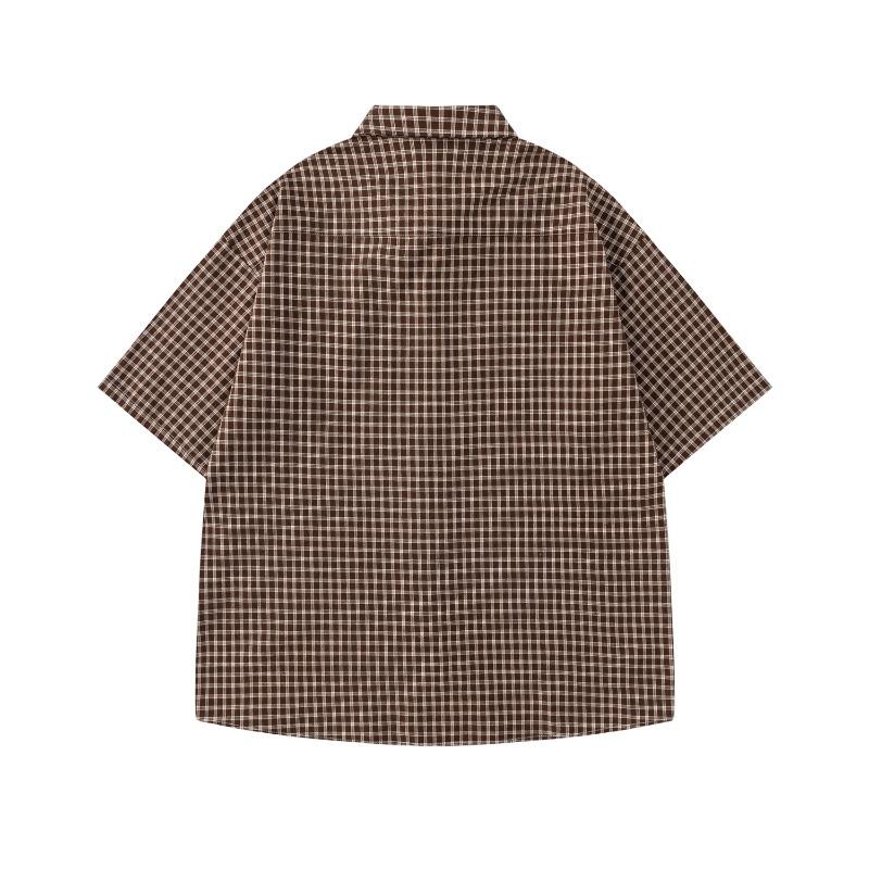American Retro Streamer Decorative Plaid Short-sleeved Shirt Summer New Loose Casual Lapel Shirt for Men and Women