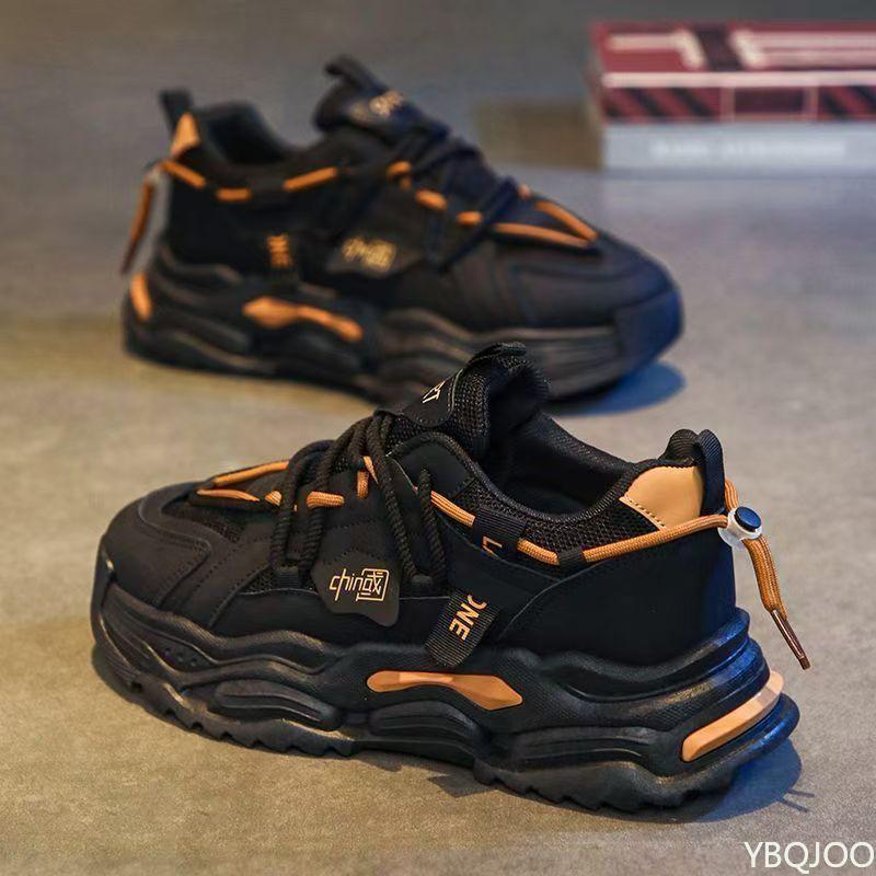 New fashionable versatile anti slip men's shoes spring height increasing men's sneakers mesh thick soled casual running shoes