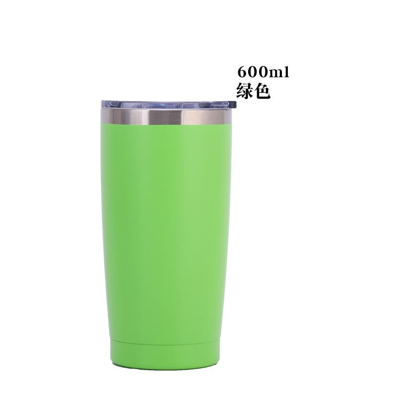 20oz Powder Coated 304 Stainless Steel Car Tumbler, Double Wall Vacuum Insulated Iced Coffee Travel Cup with Sliding Lid