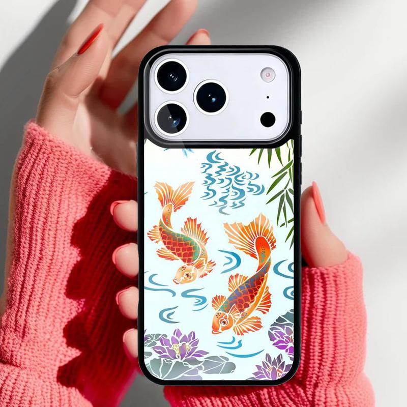 Koi Carp Fish Phone Case for iPhone 17 16 15 14 13 Pro Max Back Cover for 12 11 Pro Coque