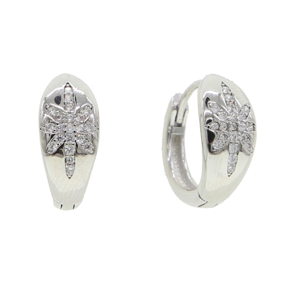 Sparking Bling Gold Plated Fashion Women Jewelry Inlay Zircon Cz North Star Starburst Earring