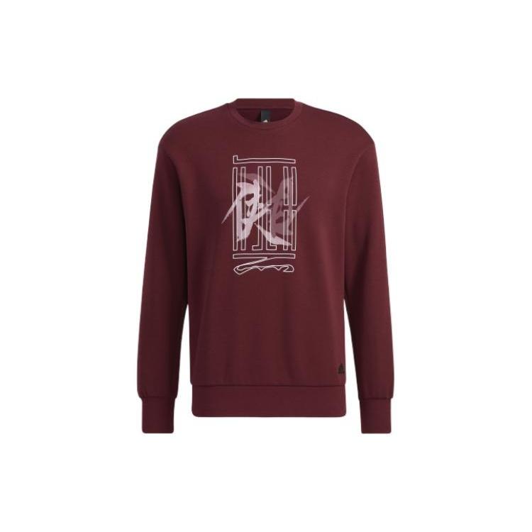 Men s adidas Wj Swt Logo Martial Arts Series Word Printing Sports Round Neck Pullover Red HE5162 XL