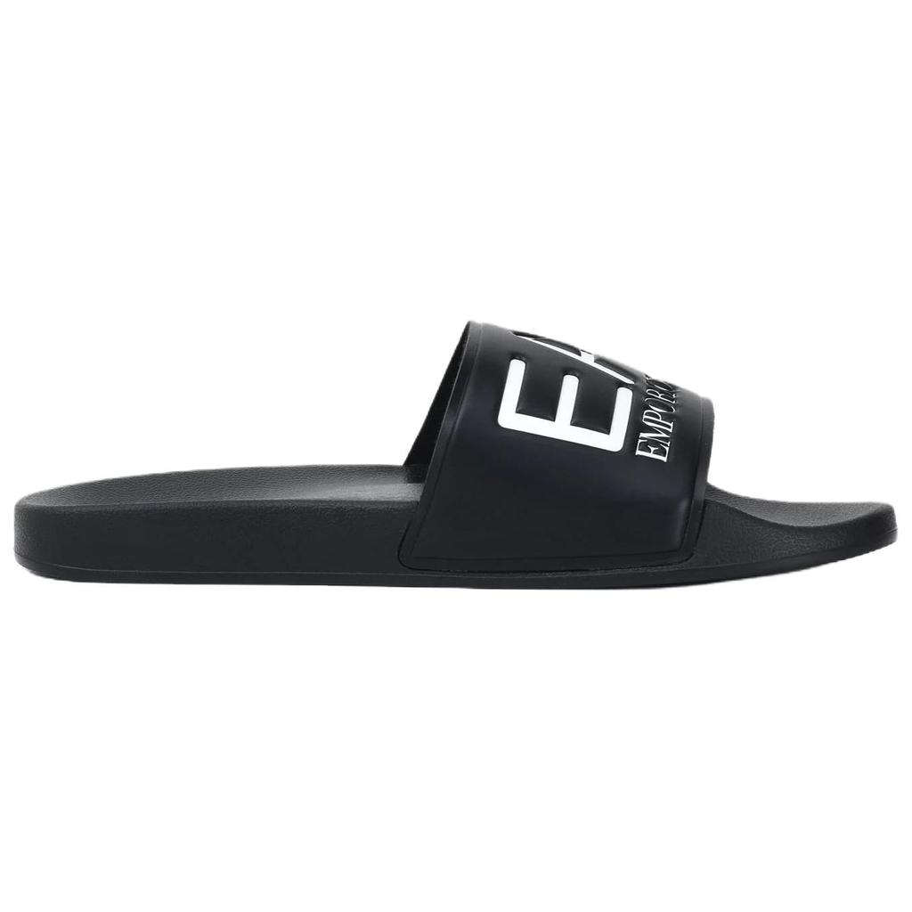 Emporio Armani EA7 Round Toe Flat Logo Beach Sandals Unisex Footwear Black 7X000108AF15118UC001