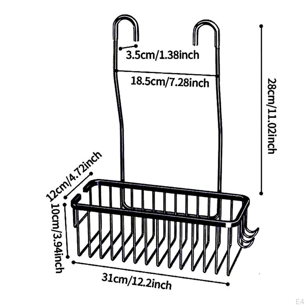 Organizator de baie suspendat pentru duș, cârlig din aluminiu peste suport pentru șampon, raft pentru