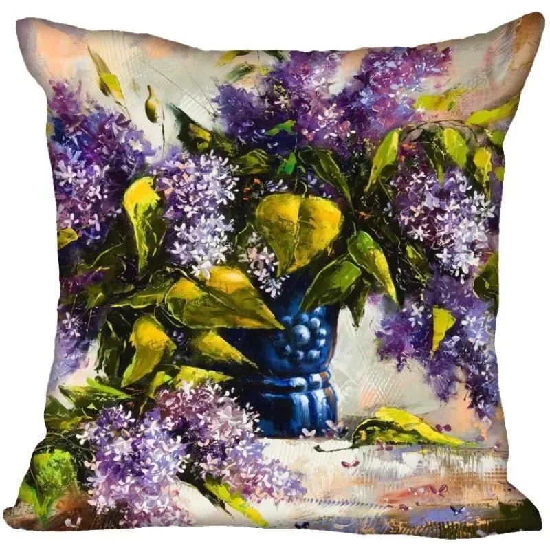 Lilac Flower Polyester Cushion Cover Children's Room Decoration Pillow Case Living Room Home Decoration