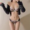 Women's Spring and Summer Thin Sexy Embroidery Soft Underwire Lace Transparent Gathering Underwear