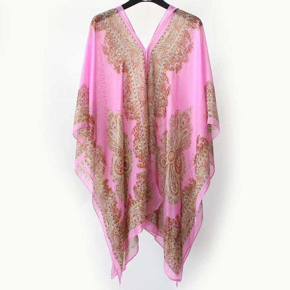 With Buckle Sunscreen Thin Large Scarf Breathable Seaside Vacation Cloak  for Mom