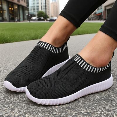 Chaussures de Marche Ultra Légères pour Femmes Mode Maille Tissée Volante Respirante Baskets Extérieur Décontracté Mode Élégante Chaussures Plates Souples pour Femmes