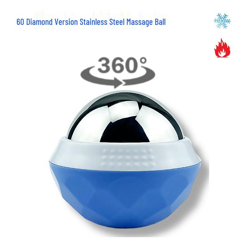 Diamond Edition Stainless Steel Massage Ball - Hot/Cold Therapy Handheld Roller for Muscle Relaxation, Yoga, Fitness (60mm)